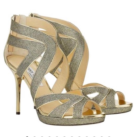 Jimmy Choo 247 Collar Lame Glitter Pumps Sandals - Picture 8 of 9